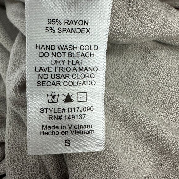 Double Zero Taupe Long Sleeve V Neck High Low Top Size Small Relaxed Fit - Picture 6 of 9